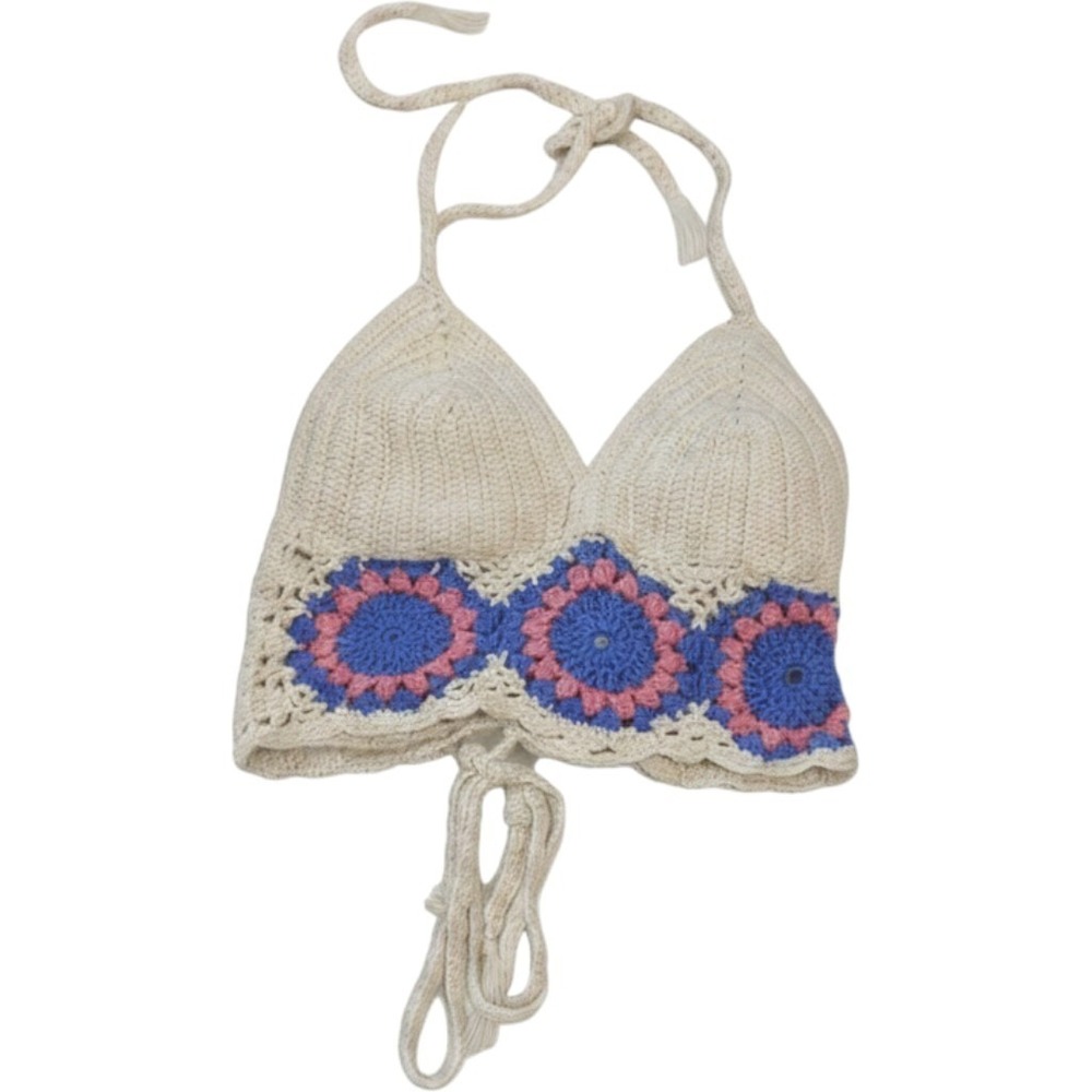 Urban Outfitters Ecote Crochet Halter Bralette boho festival crop top whimsy S